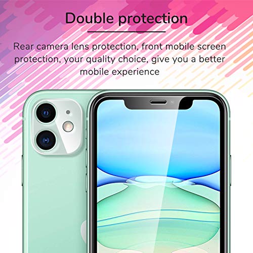 [4 Pack] UniqueMe 2 Pack Protector de Pantalla Compatible con iPhone 11 (6.1") y 2 Pack Protector de lente de cámara Cristal Templado, [Cobertura máxima] [Sin Burbujas] Vidrio Templado HD