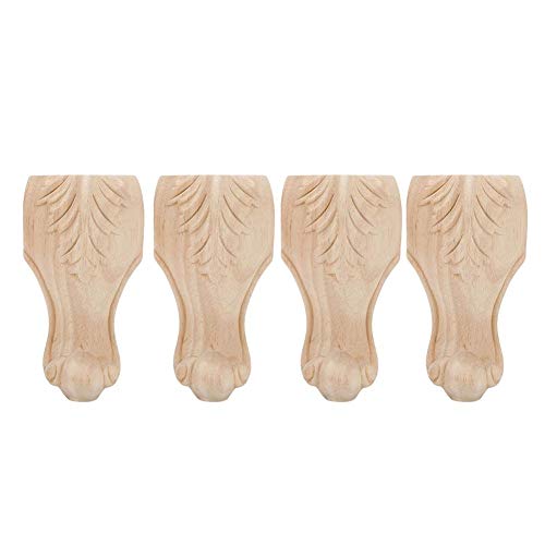 4 piezas patas de muebles de madera maciza sofá de madera tallada sofá silla otomana loveseat mesa gabinete muebles patas de madera pies tallados sin terminar de madera(15 * 6cm)