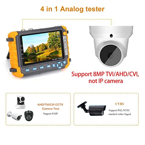 5 Inch CCTV Tester Monitor for TVI AHD CVI Analog Camera, VGA / HDMI input DC12 V Output, Security Camera Tester