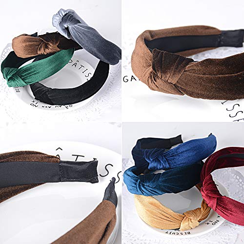 8pcs Diademas Pelo Mujer Anchas de Nudo Banda Pelo para Cabeza Diademas Turbantes Mujer para Mujer Chica Accesorio de Pelo 8 Colores Variados (Terciopelo)