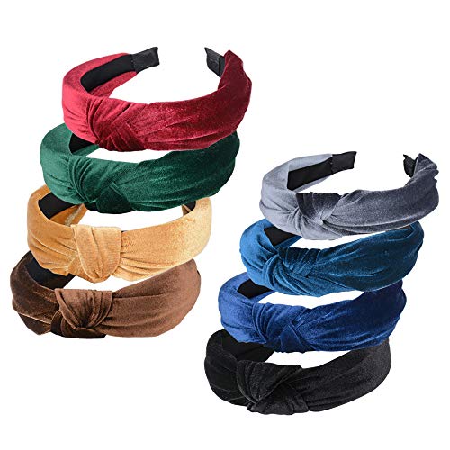 8pcs Diademas Pelo Mujer Anchas de Nudo Banda Pelo para Cabeza Diademas Turbantes Mujer para Mujer Chica Accesorio de Pelo 8 Colores Variados (Terciopelo)