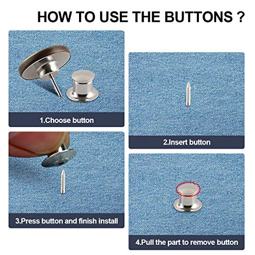 8pcs Instant Buttons, Juego De Botones Para Pantalones Vaqueros, De Metal, Sin Costuras, De Repuesto, Botones Desmontables, Botones Para Pantalones Vaqueros, Botones Para Pantalones (A)