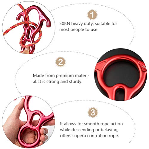 Abaodam 50KN Figura 8 Descender Alloy Belaying Rappelling Gear Belay Device (rojo)