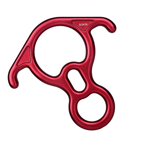 ABOOFAN 50KN Figura 8 Descender Alloy Belaying Rappelling Gear Belay Device (rojo)