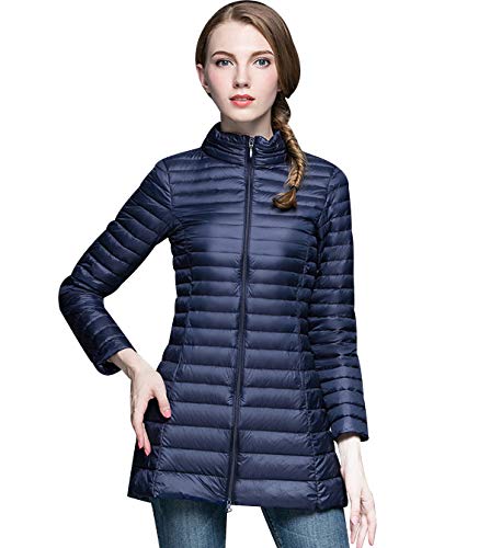 Abrigo Plumas Ultralight Mujer Plumiferos Ligeros Mujer Con Capucha Abrigos Largo Plumon Chaqueta Plumifero LigeroLargos Señora Chaquetas Invierno Cazadoras Chaquetones Casacas Tallas Grandes Armada M