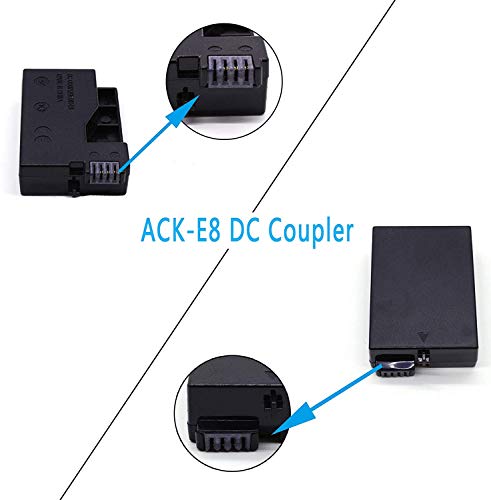 ACK-E8 CA Kit acoplador CC DR-E8 de repuesto compatible con cámaras Canon EOS Rebel T2i / T3i / T4i / T5i / 550D /650D / 700D / Kiss x4 / Kiss x5 / Kiss x6