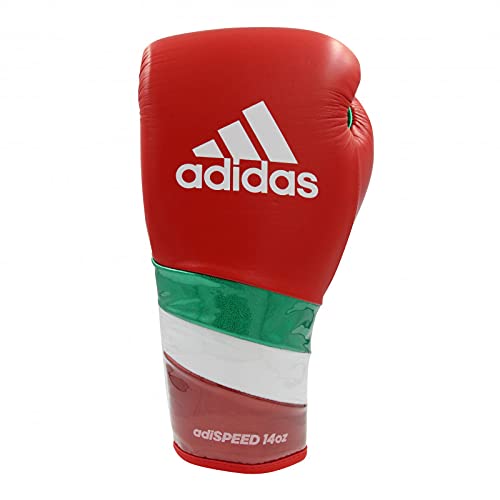 adidas Adi-Speed 500 Pro - Guantes de boxeo para boxeo, kickboxing y Sparring (cierre de cordones, 16 onzas), color rojo/blanco/verde