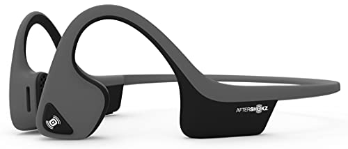 AfterShokz Trekz Air, Auriculares de Conducción Ósea Inalámbricos Bluetooth con Micrófono Resistentes al Sudor para el Deporte, Gris Pizarra