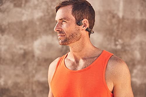 AfterShokz Trekz Air, Auriculares de Conducción Ósea Inalámbricos Bluetooth con Micrófono Resistentes al Sudor para el Deporte, Gris Pizarra