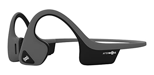 AfterShokz Trekz Air, Auriculares de Conducción Ósea Inalámbricos Bluetooth con Micrófono Resistentes al Sudor para el Deporte, Gris Pizarra