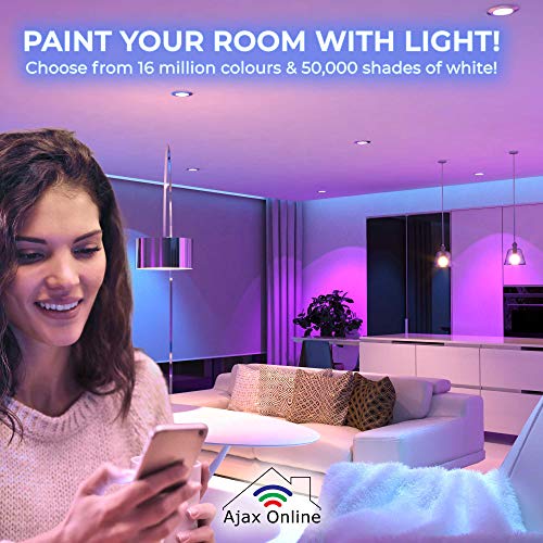 Ajax Online Smart Zigbee Pro A60 LED RGBCW Focos – Funciona con Philips Hue* SmartThings, Alexa y Google Home (requiere un paquete) Elige hasta 16 millones de colores (B22 bayoneta)