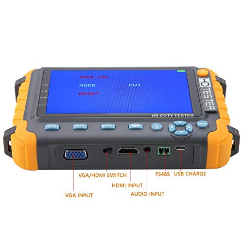 Akozon Probador de Monitoreo de Video Analógico 4 en 1 TVI AHD CVI CVBS CCTV Pantalla de 5 Pulgadas 5MP CCTV Tester