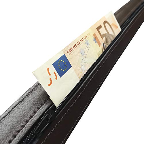 almela - Cinturón Hombre Cremallera Interior - Piel Legitima - Billetero interno - 4cm ancho - Viaje Seguro - 40mm - Money Men Belt (Negro, 100) (Negro, 100)