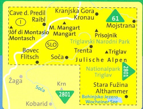 Alpes Julianos - NP Triglav - Bled (Eslovenia) 1:25.000 mapa topográfico de senderismo # 064 KOMPASS