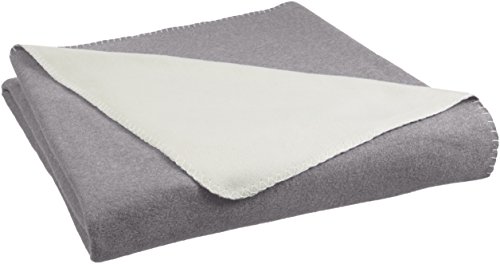 Amazon Basics - Manta polar, 150 x 200 cm, Gris/Crema