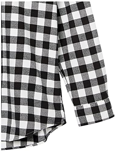 Amazon Essentials - Camisa de franela a cuadros de manga larga y ajuste regular para hombre, Blanco (Black Buffalo Plaid), US XL (EU XL - XXL)