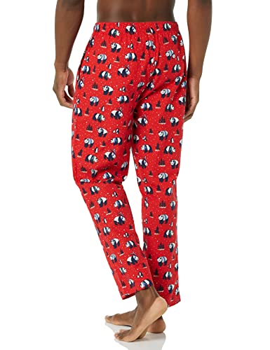 Amazon Essentials Flannel Pajama Pant Pantalones Casuales, Rojo, Invierno/Panda, XL