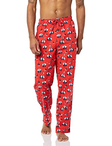 Amazon Essentials Flannel Pajama Pant Pantalones Casuales, Rojo, Invierno/Panda, XL