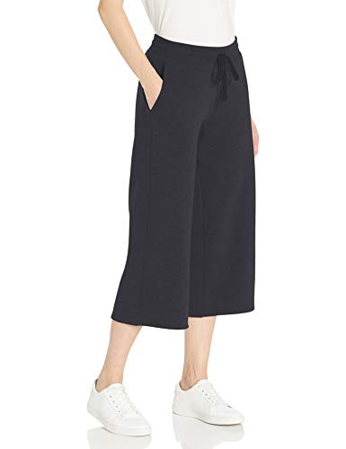 Amazon Essentials French Terry Fleece Wide-Leg Crop Sweatpant Pantalones Deportivos, Negro, XS