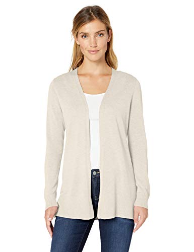 Amazon Essentials – Jersey cárdigan abierto y ligero para mujer, Beige (Oatmeal Heather Oat), US M (EU M-L)