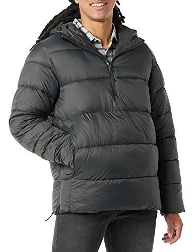 Amazon Essentials Lightweight Water-Resistant Hooded Puffer Anorak Jacket, Gris Oscuro, XXL