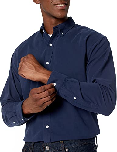 Amazon Essentials Long-Sleeve Solid Oxford Shirt Camisa, Azul (Navy), Large