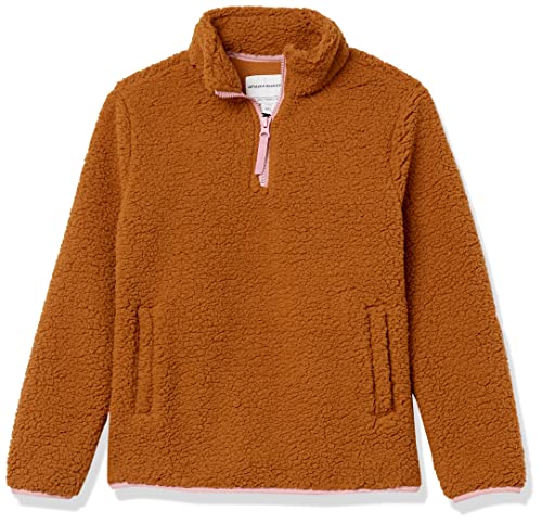 Amazon Essentials Sherpa Fleece Quarter-Zip Jacket Chaqueta de Forro Polar, Marrón Claro, 4-5 años