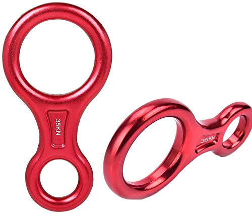 ANCLLO 35KN Figura 8 Descender Rescue Figure 8 Rappelling Gear Belay Device Aviación Placa de Aparejo de Aluminio para Escalada Belaying y Rappel Equipos-Red