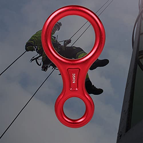 ANCLLO 35KN Figura 8 Descender Rescue Figure 8 Rappelling Gear Belay Device Aviación Placa de Aparejo de Aluminio para Escalada Belaying y Rappel Equipos-Red