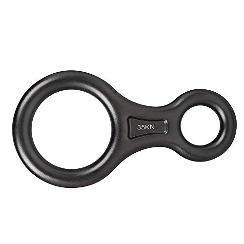 ANCLLO 35KN Figura 8 Descender Rescue Figure 8 Rappelling Gear Belay Device Aviación Placa de Aparejo de Aluminio para Escalada Belaying y Rappel Equipos-Negro