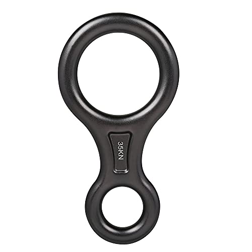 ANCLLO 35KN Figura 8 Descender Rescue Figure 8 Rappelling Gear Belay Device Aviación Placa de Aparejo de Aluminio para Escalada Belaying y Rappel Equipos-Negro