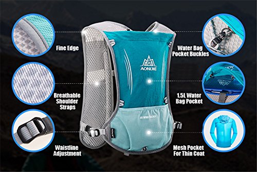 AONIJIE 5L multifunción Mochilas de hidratación, Ideal para Deportes al Aire Libre Acampadas Ciclismo Carreras Alpinismo o Senderismo (Azul claro)