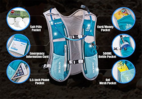 AONIJIE 5L multifunción Mochilas de hidratación, Ideal para Deportes al Aire Libre Acampadas Ciclismo Carreras Alpinismo o Senderismo (Azul claro)