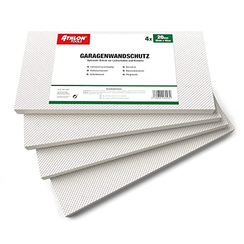 ATHLON TOOLS 4x MaxProtect Protectores de pared autoadhesivos para garaje, protección contra impactos (40 x 20 x 2cm, cada uno) (Blanco)