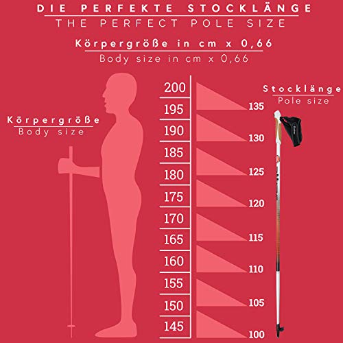 ATTRAC Bastones Marcha nórdica Longitud Fija - Empuñadura en »Corcho« con Sistema „Click & Go“ de Las dragoneras - para Hombres y Mujeres + PDF Workout (110 cm)