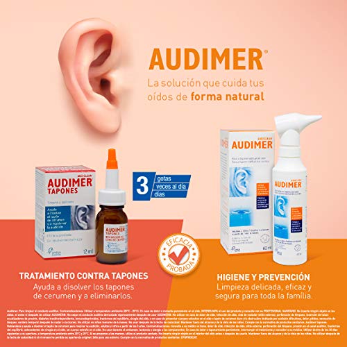 Audimer Spray Higiene Habitual del Oído Elimina Exceso de Cera y Previene la Acumulación de Cerumen Apto Uso Diario, 60 ml