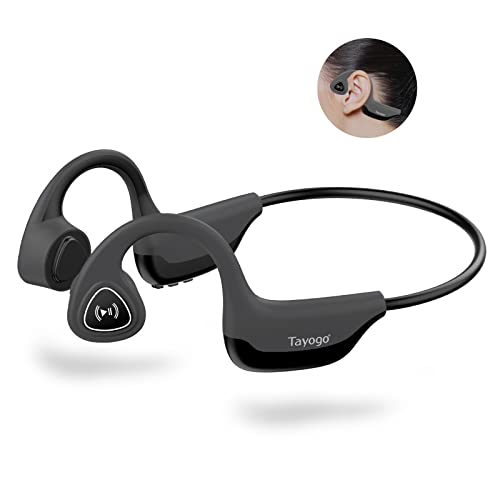 Auriculares De Conducción ósea, Bluetooth 5.0 Conducción ósea Inalámbrica para Correr, Andar En Bicicleta, Correr-Gris