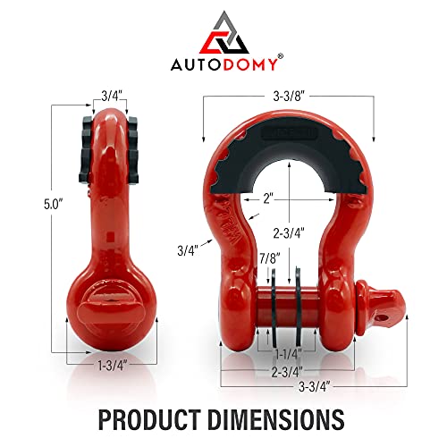 Autodomy Grillete 4x4 Profesional 3/4" - Alta Resistencia Rotura 4,75 Toneladas - Acero Forjado Galvanizado - Remolque Arrastre Recuperación Vehículos - Levantamiento Cargas Pesadas - Pack 2 Unidades