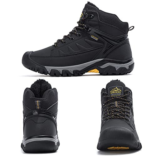 AX BOXING Botas Invierno Hombre Zapatos Montaña Trekking Senderismo Nieve Forrados Cálidas Exterior Trabajo Botines Tamaño 41-46 (A1235Negro-2, numeric_43)