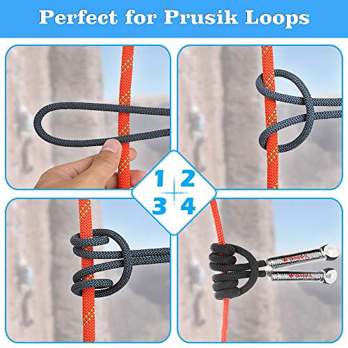 AYAMAYA Prusik Loop Cuerda de Enganche para Escalada de Roca de 10 mm, 27KN de 30 Pulgadas / 45 Pulgadas para Equipo de montañismo