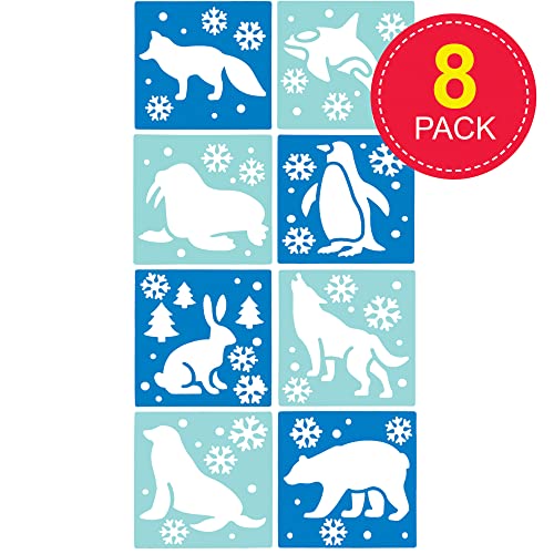 Baker Ross FC269 Plantillas de Animales Árticos - Paquete de 8, Plantillas Lavables para Niños para Decorar Tarjetas, Imágenes, Proyectos de Pintura e Impresión