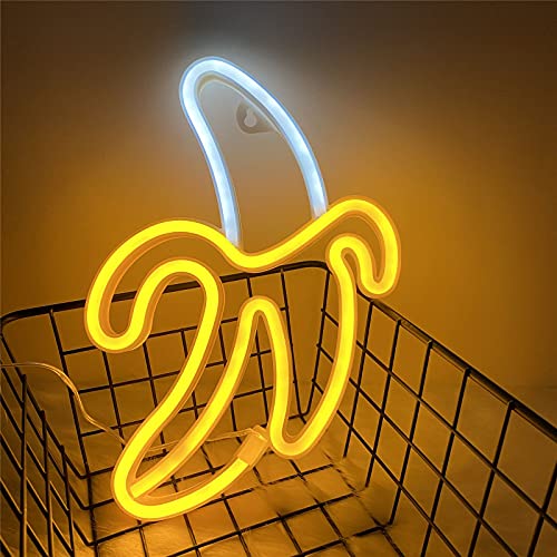 Banana Neon Light LED Neon Sign Luz de neón de pared para decoración del hogar Luz de noche de neón operada por batería y USB Letrero de luz de neón Letrero para niños Dormitorio Fiesta Navidad Boda