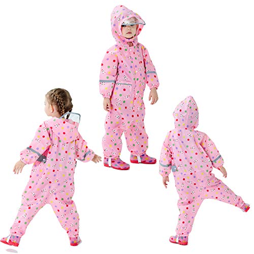 Baogaier Impermeables para Niñas Chubasqueros Chaquetas Capa de Lluvia Encapuchado Mono de Bolsillo Rosa Conejo Reflectante Abrigos Impermeables Niños 4-6 años - Rosa