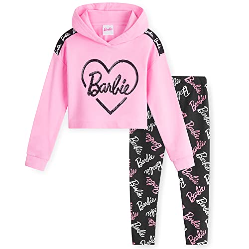 Barbie Chandal Niña, Ropa Niña de Algodon, Set de Sudadera con Capucha y Leggins Niña, Sudadera Niña Rosa, Regalos para Niñas y Adolescentes 4-14 Años (Multicolor, 7-8 Años)