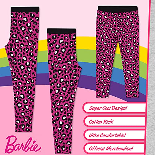 Barbie Completo Sportivo con T-Shirt E Leggings per Bambina 2-13 Anni, Tuta Originale di (Gris/Morado, 6-7 años)