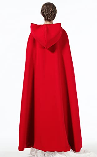 BEAUTELICATE Capa con Capucha Mujer Invierno Largo Poncho Lana Vestido de Novia Boda Fiesta Navidad Halloween Rojo - Tobillo Longitud 50''(127CM)