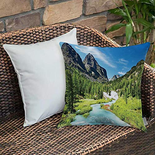 Bedding Fundas de Almohada ,Bosque de pinos de Altai, Bosque lluvioso Río Montañas Rocosas Snenery Siberia Whitewater DecoAlmohada cómodo Sofá rectángulo Funda de Cojín Decoración para El Hogar45x45cm