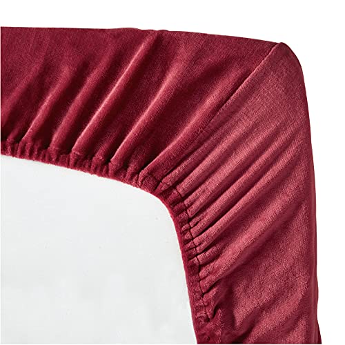 Bedsure Sabanas Coralina 160 Invierno - Juego Sábanas 160 x 190 Franela 4 Piezas, Sabanas Polar Termica Cama 160, Sabana Bajera Ajustable 160x200 con Encimera, Rojo