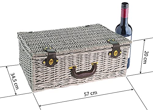 BEM - Cesta de picnic - Cesta de mimbre - Vajilla de camping para 6 personas - Cesta de picnic niños 6 personas - con bolsa de frío - Juego de picnic para camping al aire libre