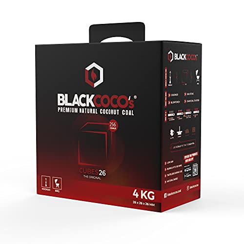 BLACKCOCO's 4 KG de Carbón Natural para Shisha y Barbacoa - Briquetas de Carbón de Coco de alta calidad para Hookah y Barbacoa - Carbón para Shisha y Barbacoa con largo tiempo de combustión